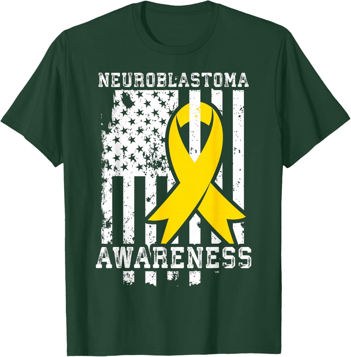 Neuroblastoma Awareness American Flag Shirt T-Shirt - T-Shirt | Forest