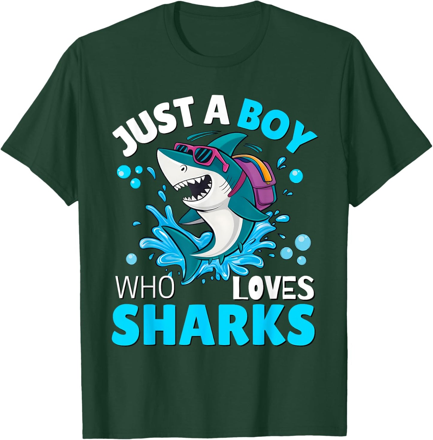 Kids Shark Lover Just A Boy Who Loves Sharks Aquarium Day T-Shirt - T-Shirt | Forest
