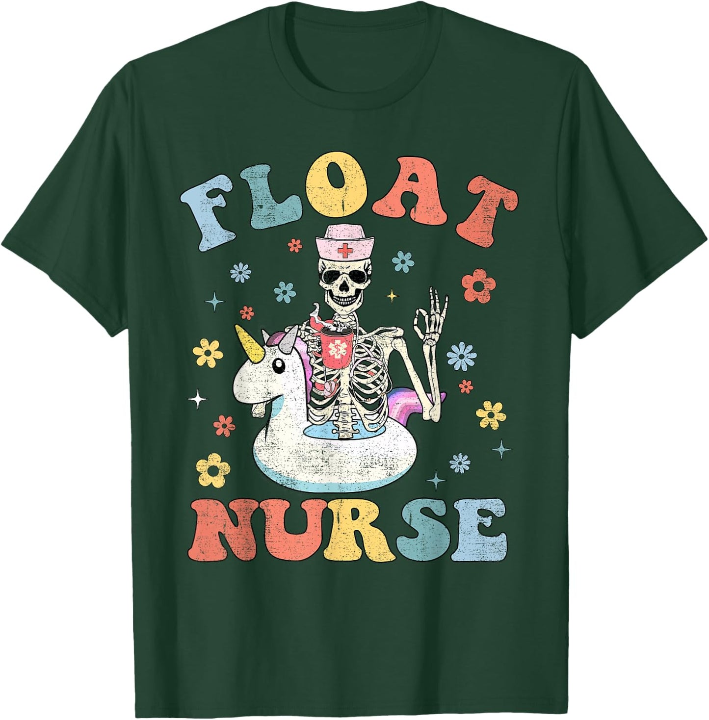 Funny Cute Float Pool Nurse Nursing Squad Crew T-Shirt - T-Shirt | Forest