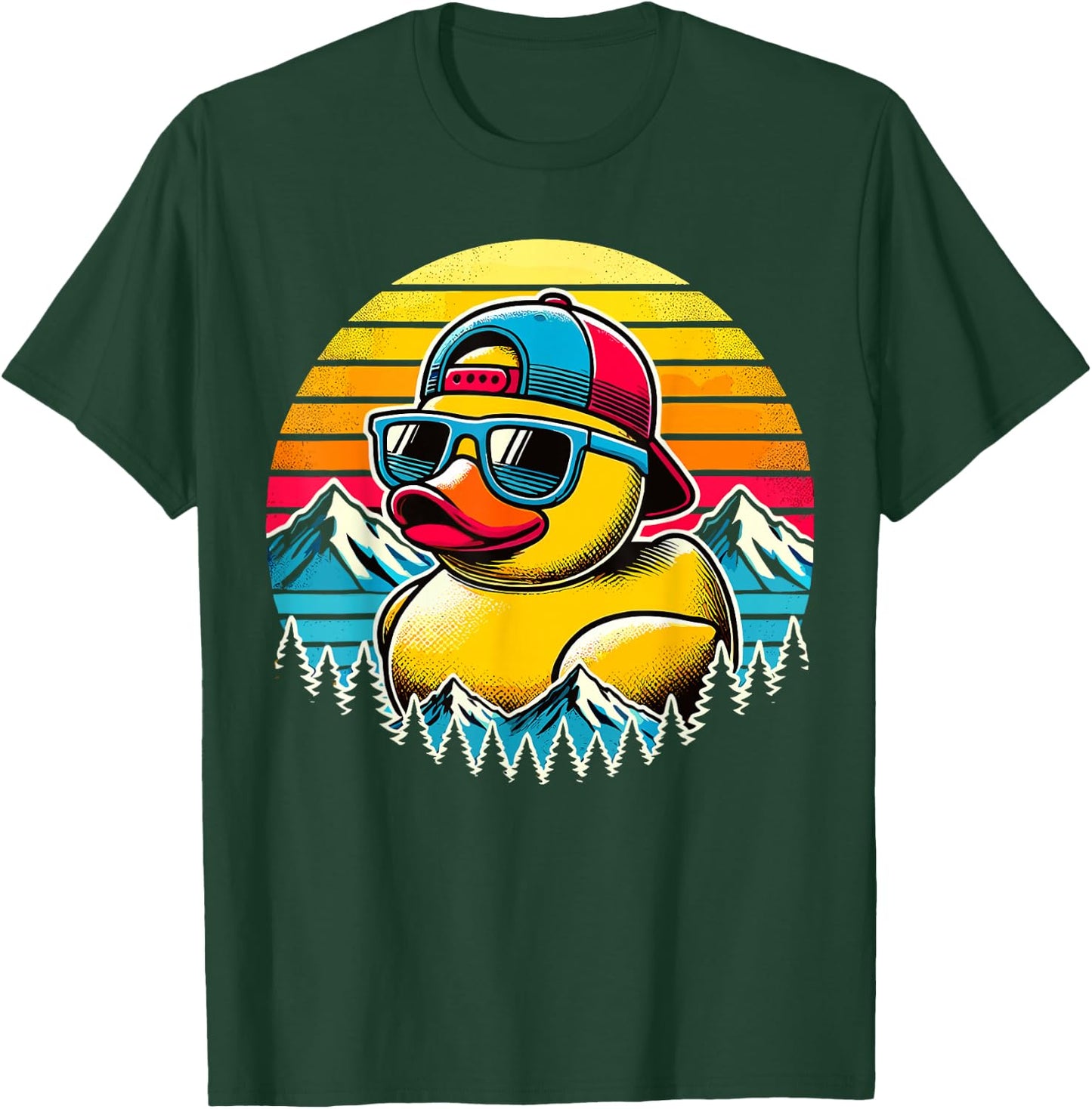 Vintage Duck with Sunglasse T-Shirt - T-Shirt | Forest