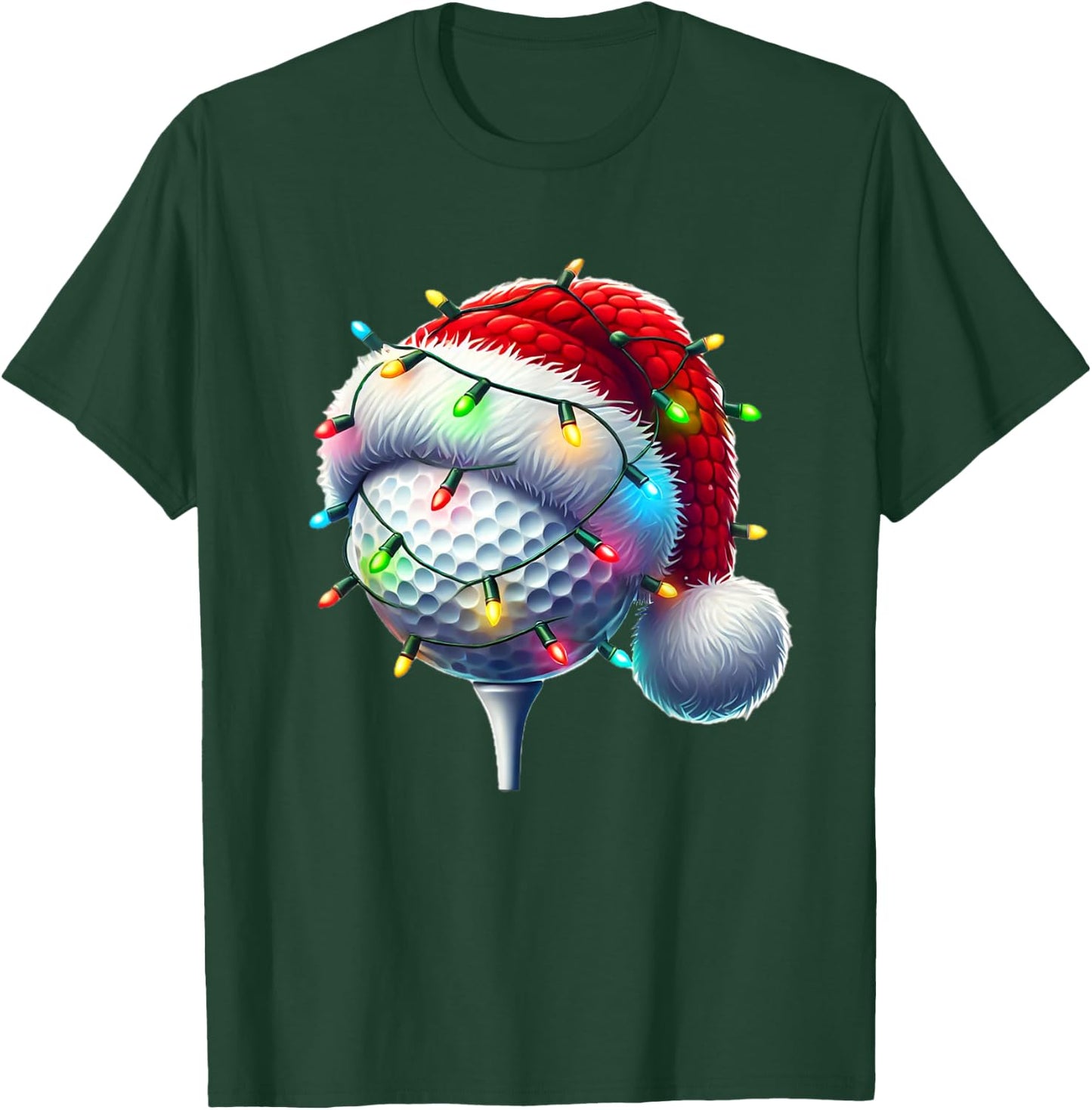 Golf Ball Santa Hat Xmas Golfing Golfer Christmas Boys Men T-Shirt - T-Shirt | Forest