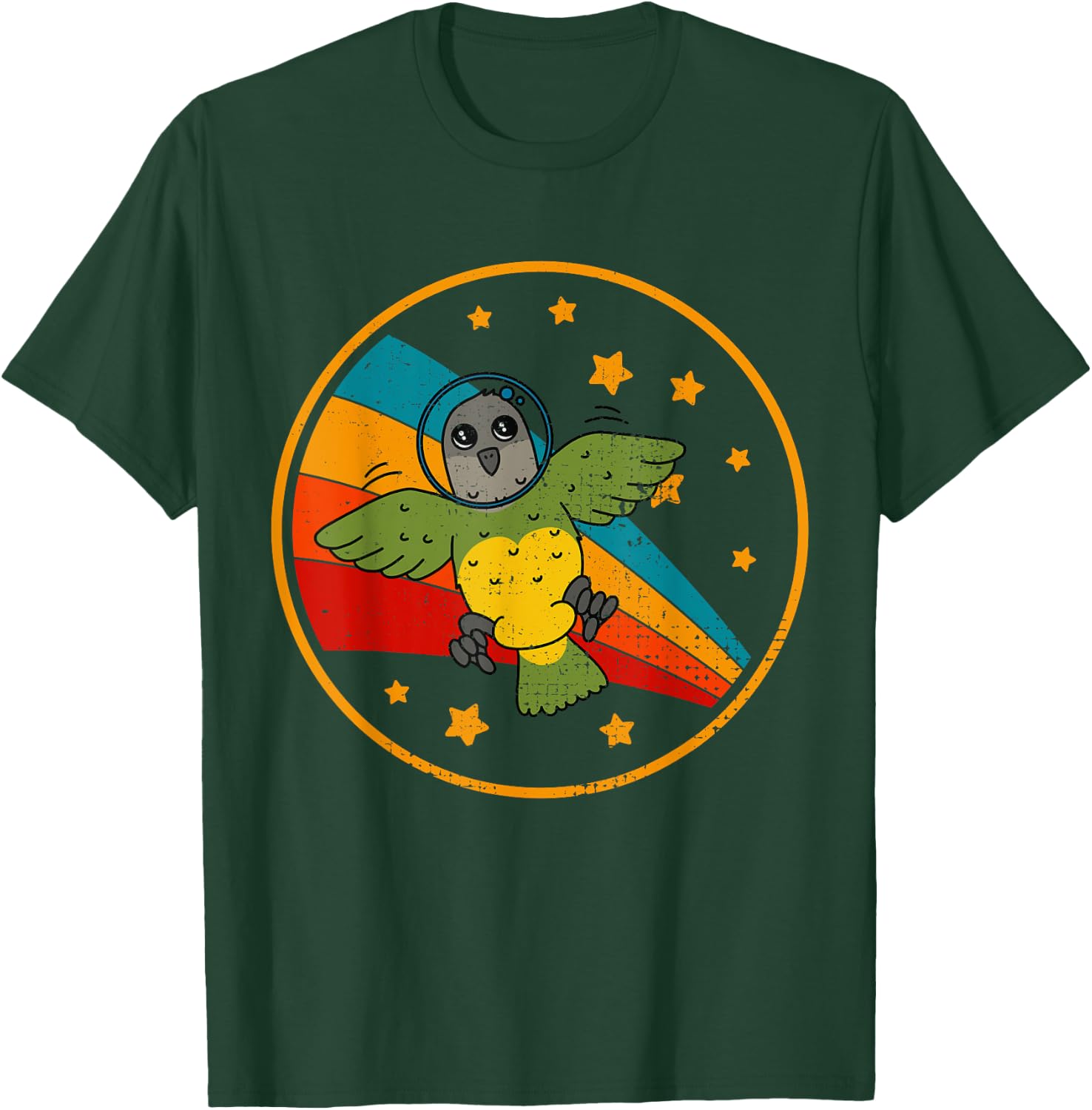 Cute Vintage Senegal Parrot Retro White Parrot In Space T-Shirt - T-Shirt | Forest