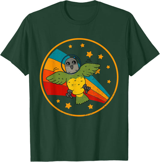 Cute Vintage Senegal Parrot Retro White Parrot In Space T-Shirt - T-Shirt | Forest