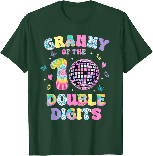 Granny Of The Double Digits 10 Year Old Birthday Girl Retro T-Shirt - T-Shirt | Forest