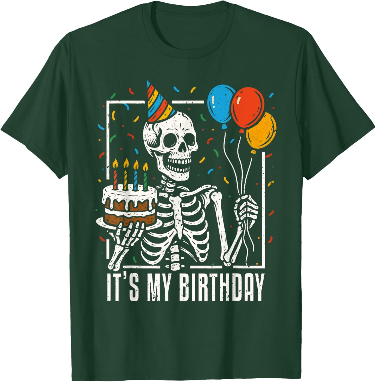 Skeleton It's My Birthday Skull Halloween Birthday Party T-Shirt - T-Shirt | Forest