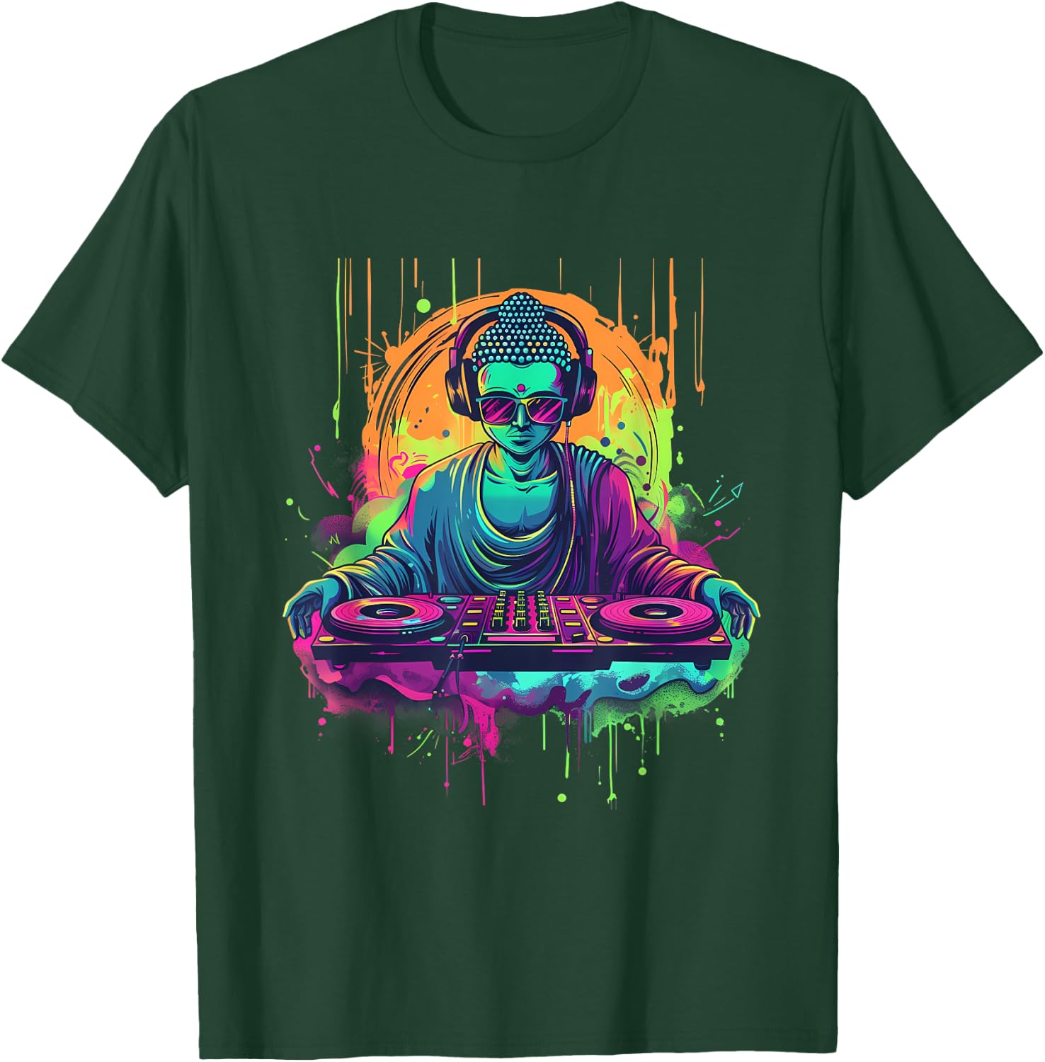 Buddha DJ House Turntable DJ Buddha Meditation Dance Club T-Shirt - T-Shirt | Forest