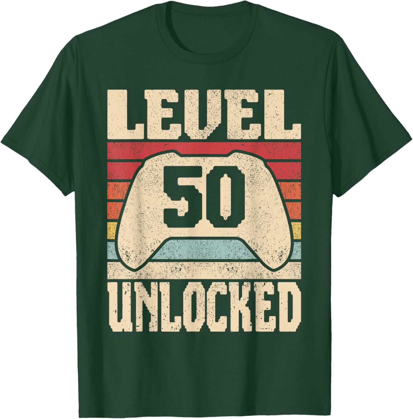 Level 50 Unlocked 50 Year Old Men Women Outfit 50th Birthday T-Shirt - T-Shirt | Forest