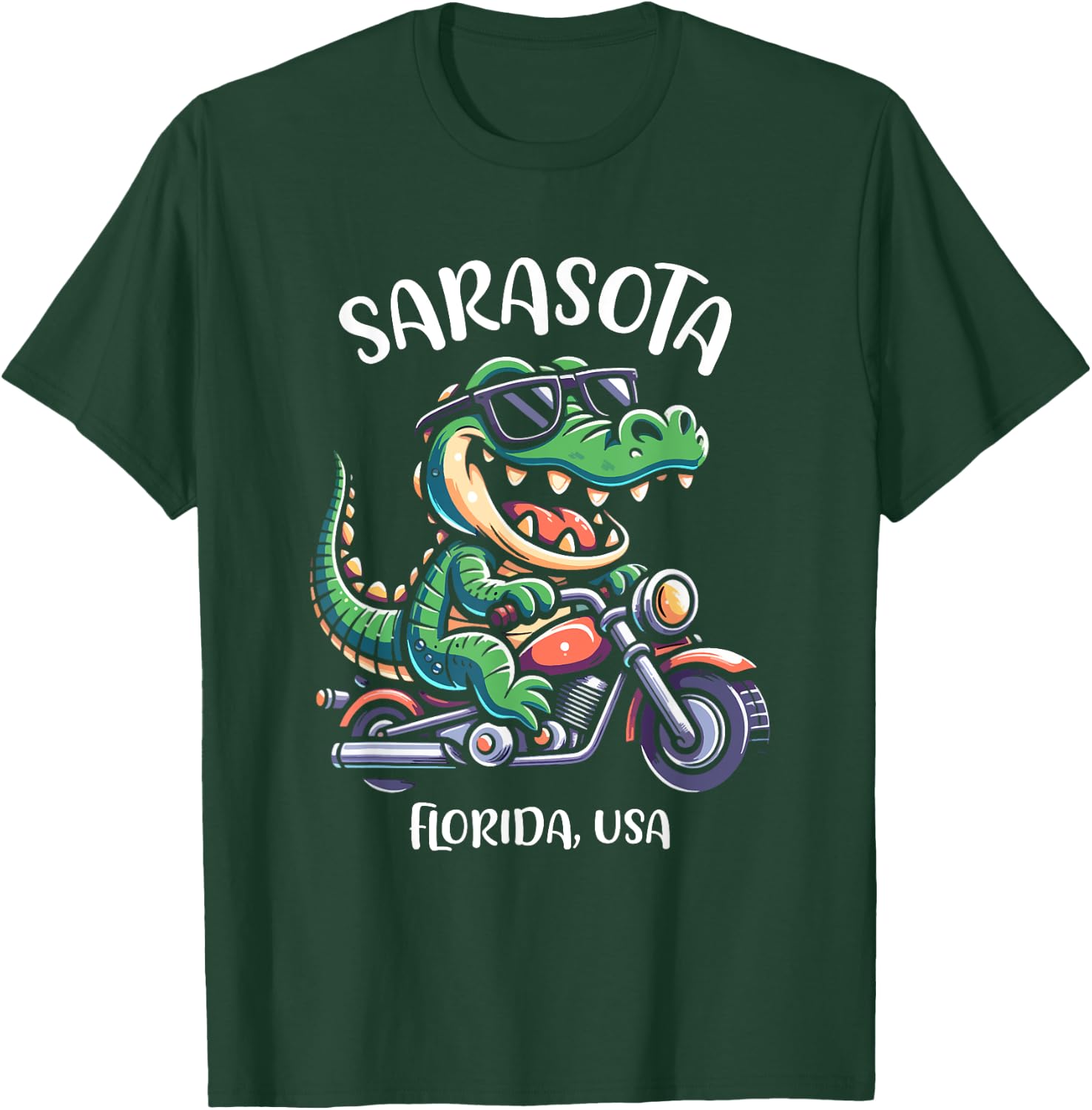 Sarasota Florida USA Fun Alligator Cartoon Design T-Shirt - T-Shirt | Forest