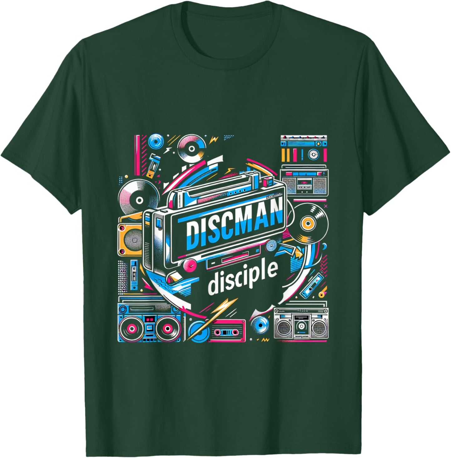 Discman Disciple Portable CD Player 90s Music Fan T-Shirt - T-Shirt | Forest