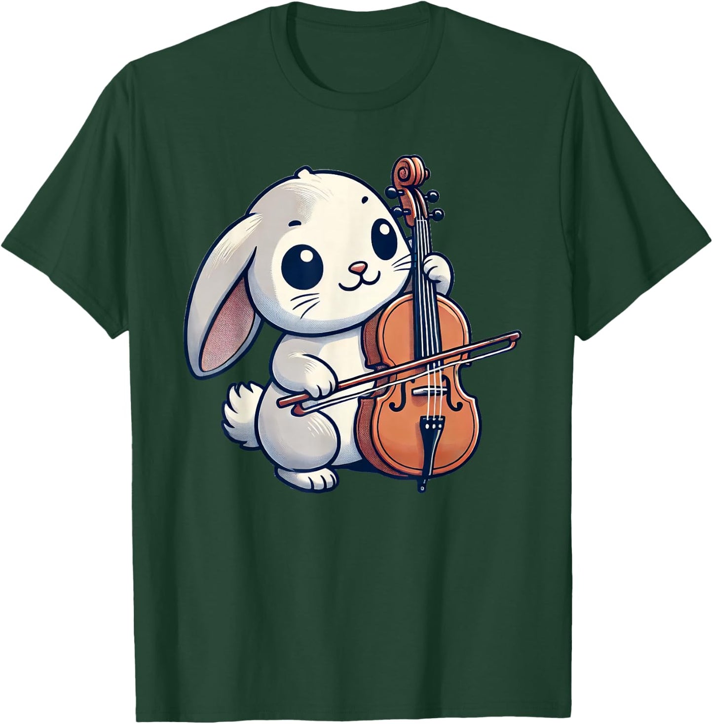 Cute Rabbit Bunny Playing Cello Rabbits Musician Music T-Shirt - T-Shirt | Forest
