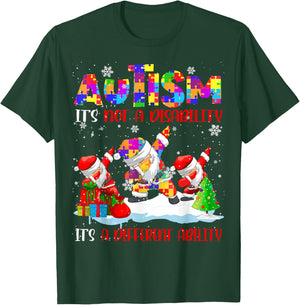 Autism It's Not A Disability Dabbing Santa Christmas Autism T-Shirt - T-Shirt | Forest