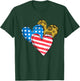 Leopard American Flag Heart Shirt 4th Of July Cute Patriotic T-Shirt - T-Shirt | Forest