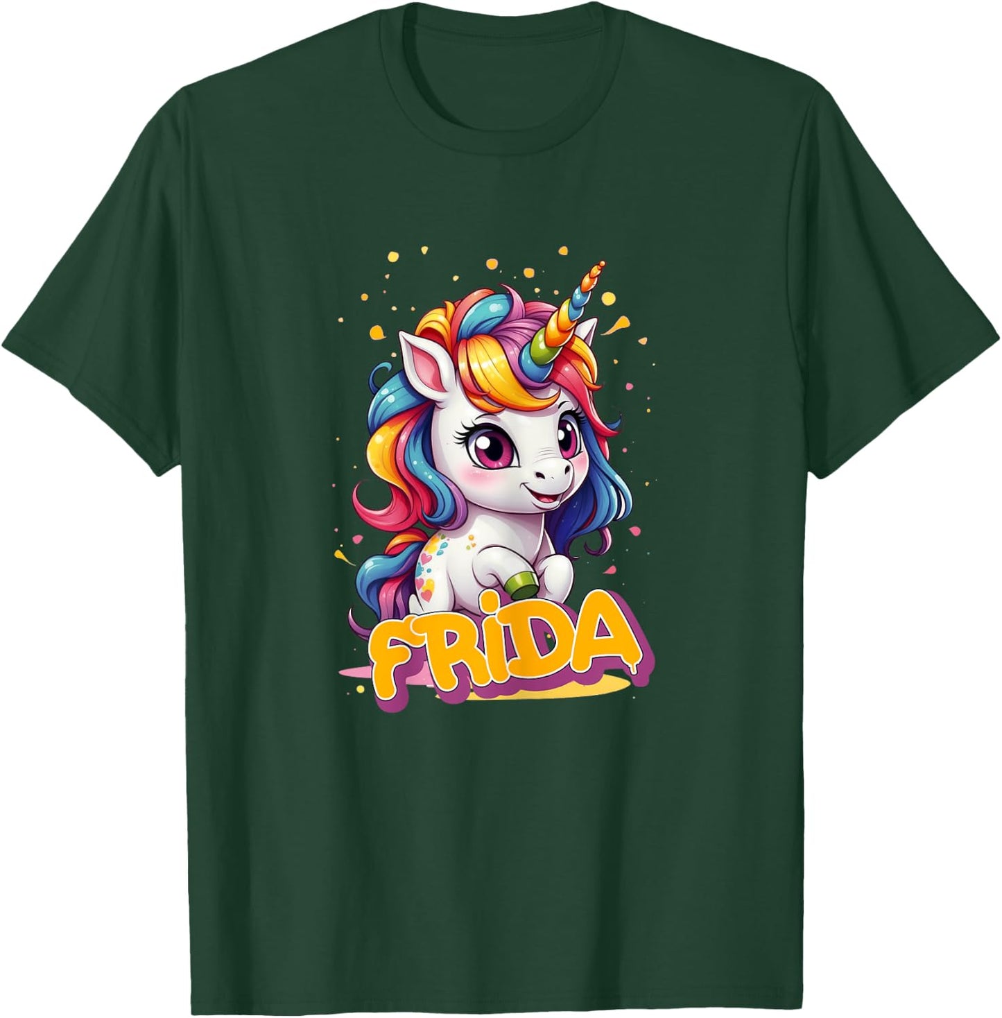 FRIDA - Adorable girl name with beautiful Unicorn T-Shirt - T-Shirt | Forest