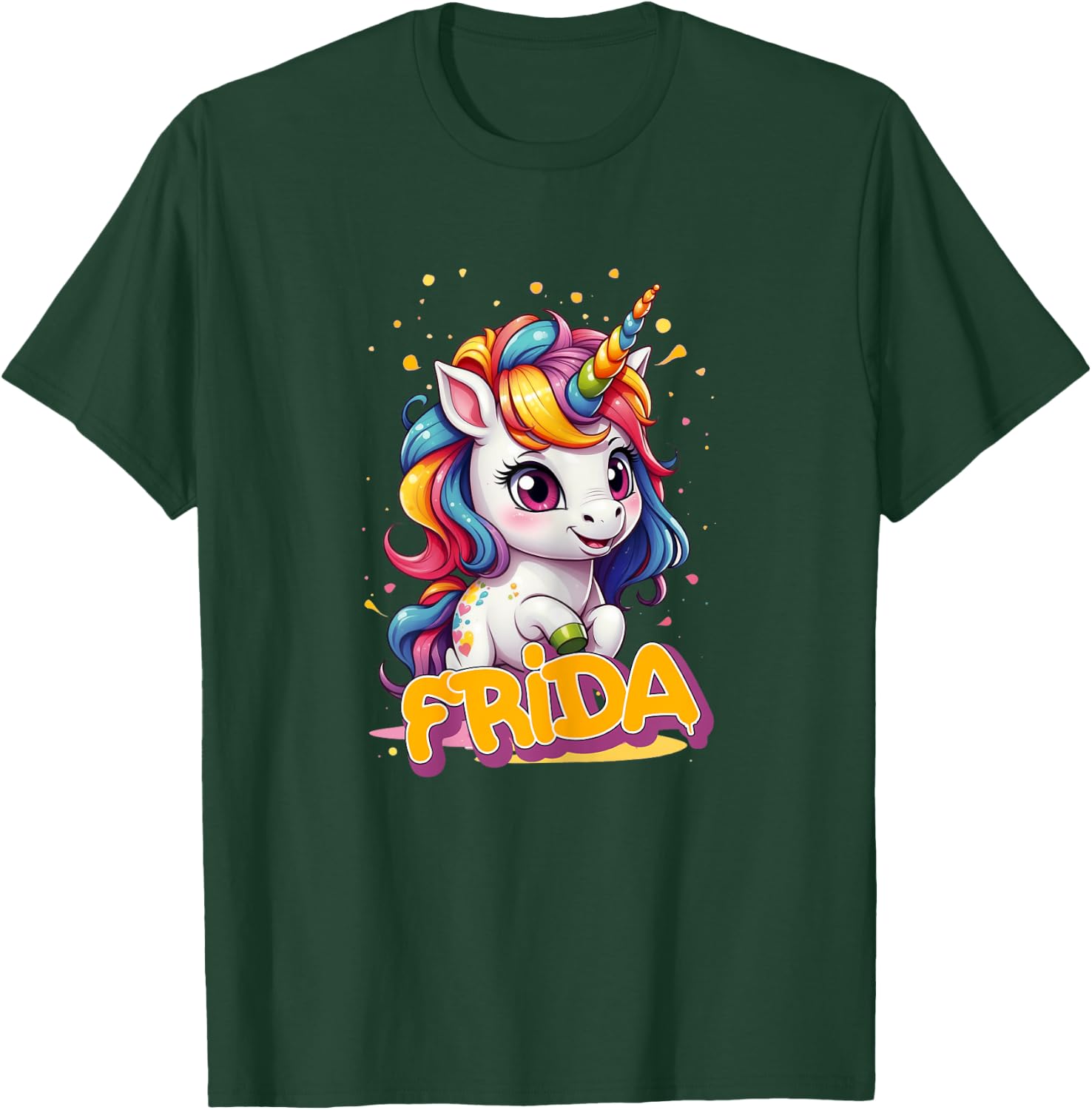 FRIDA - Adorable girl name with beautiful Unicorn T-Shirt - T-Shirt | Forest