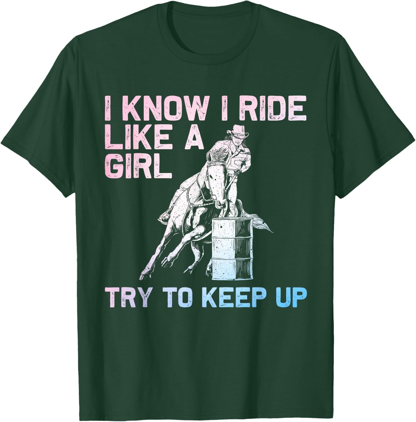 Barrel Racing Design Girls Cowgirl Barrel Racing T-Shirt - T-Shirt | Forest