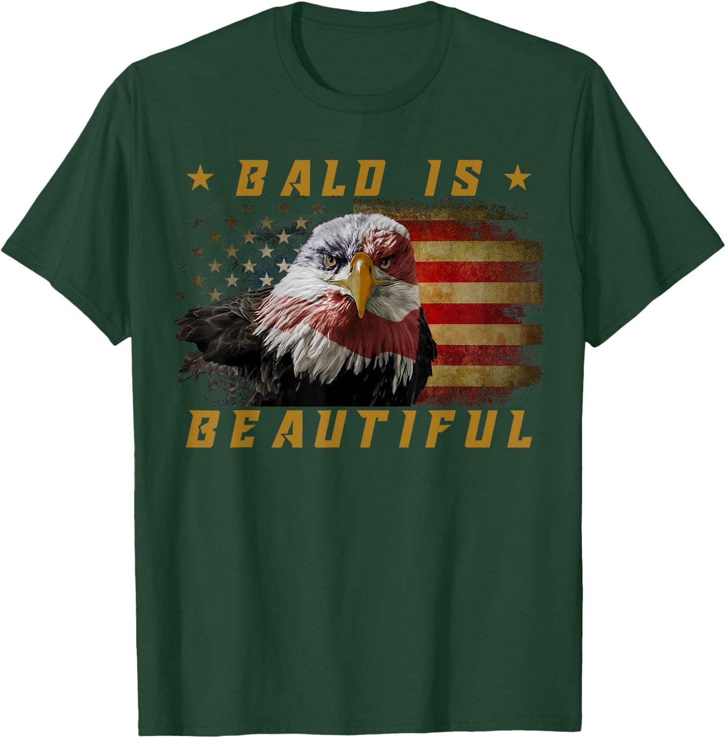 Bald Is Beautiful 4th of July Independence Day USA Eagle T-Shirt - T-Shirt | Forest