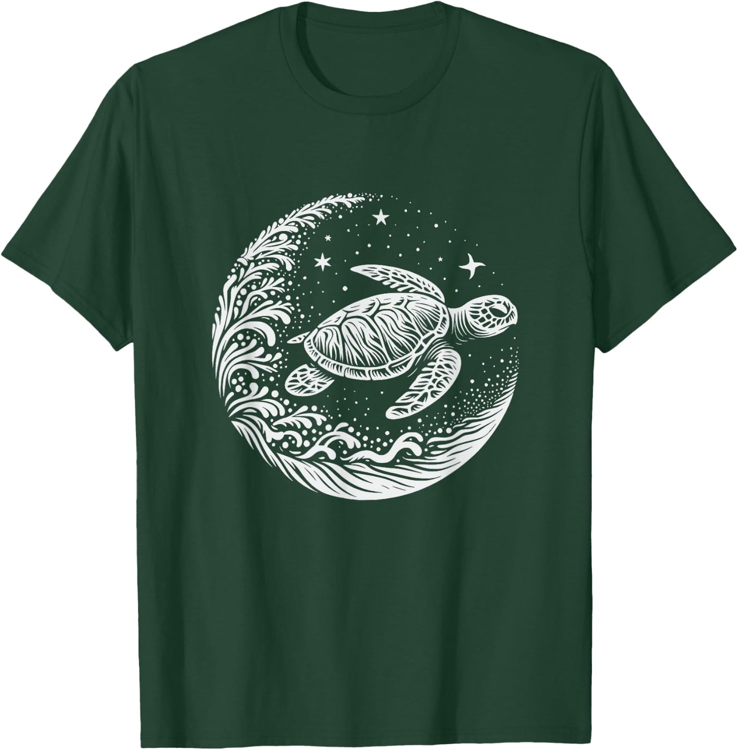 Sea Turtle Moon Graphic Design T-Shirt - T-Shirt | Forest