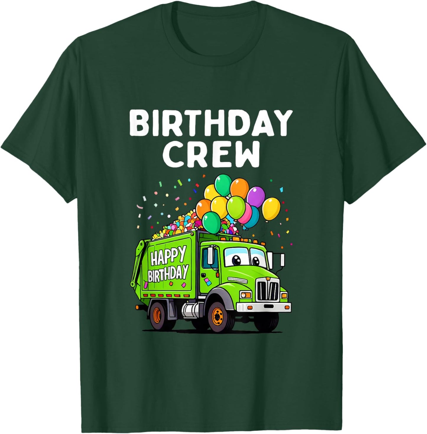 Birthday Crew Boys Garbage Truck Bday Family Matching Kids T-Shirt - T-Shirt | Forest