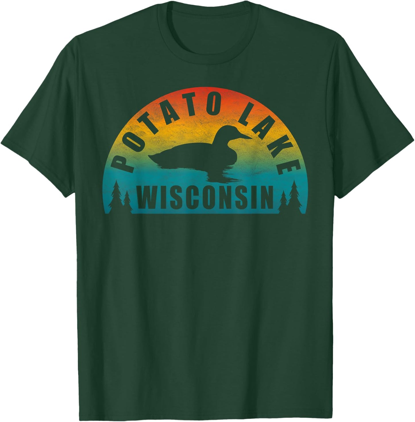 Potato Lake Northern Wisconsin Sunset Loon T-Shirt - T-Shirt | Forest