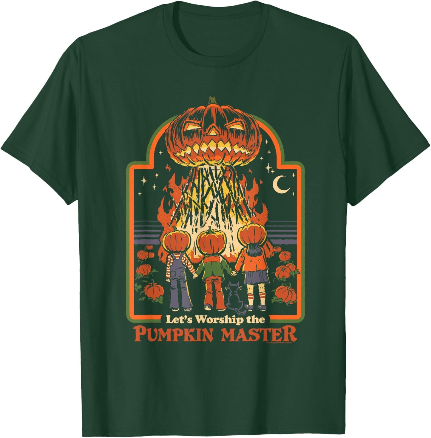 Steven Rhodes Let's Worship The Pumpkin Master Dark Humor T-Shirt - T-Shirt | Forest