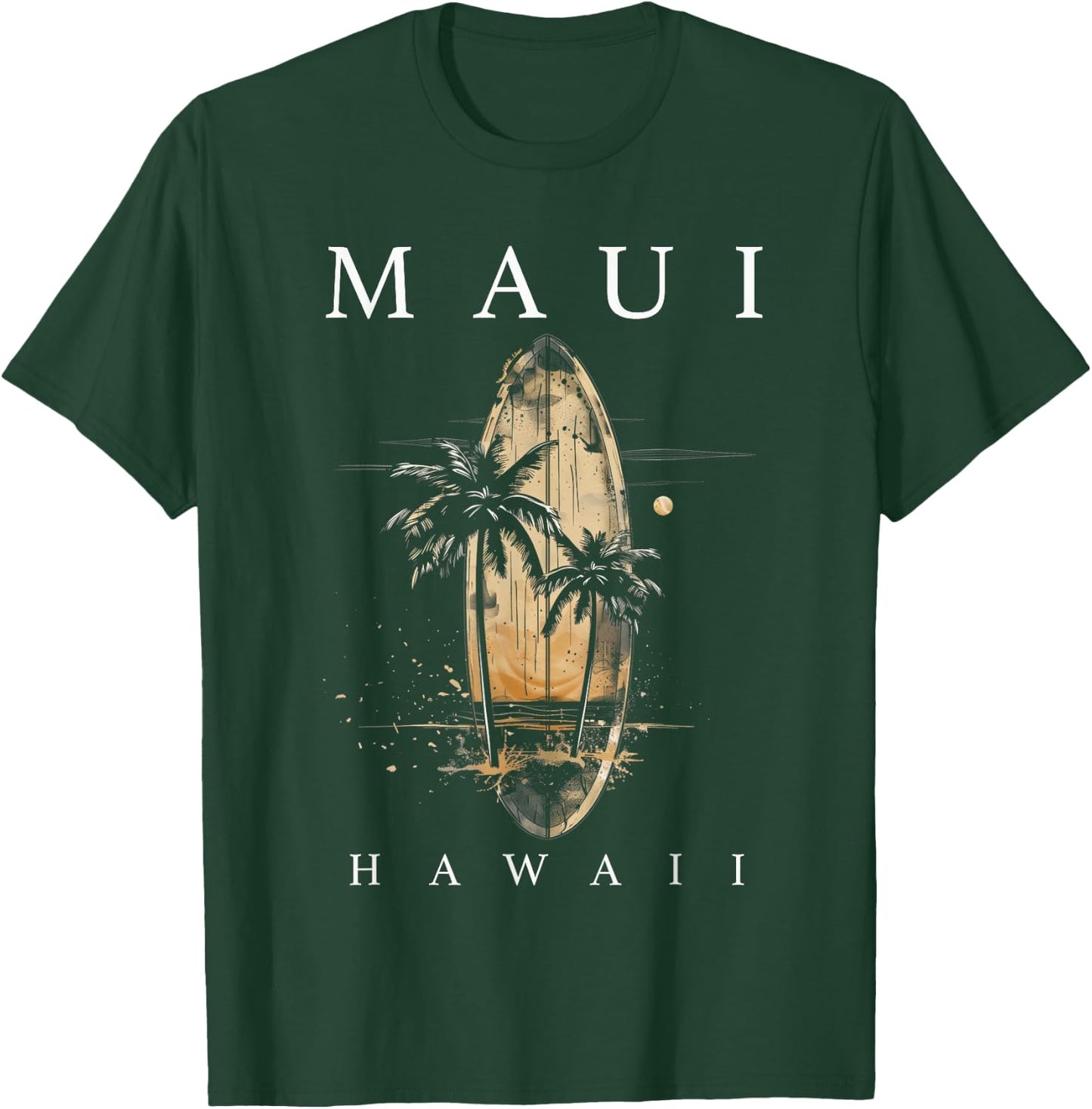 Maui Hawaii Surf Hawaiian Vintage Surfing Surfer T-Shirt - T-Shirt | Forest