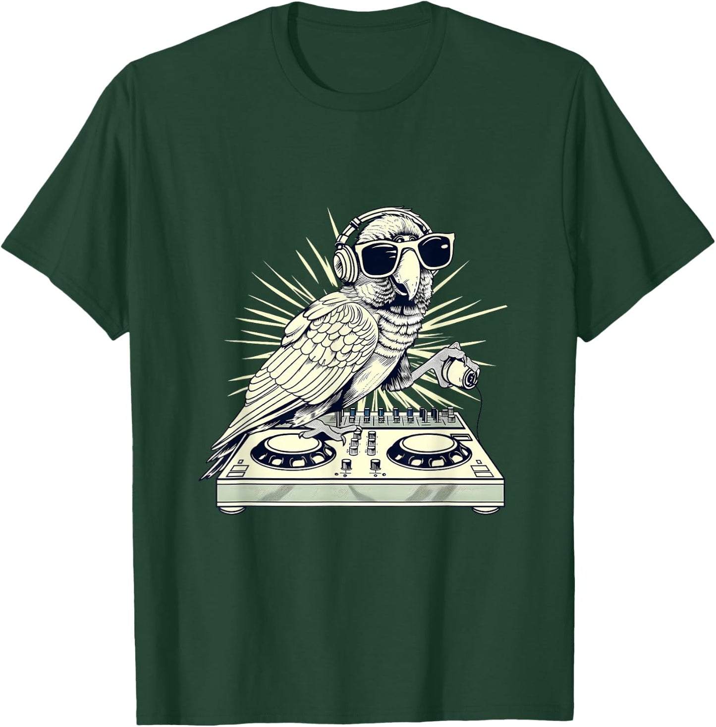 Parrot DJ Turntable DJ Parrot Bird EDM House Music Producer T-Shirt - T-Shirt | Forest
