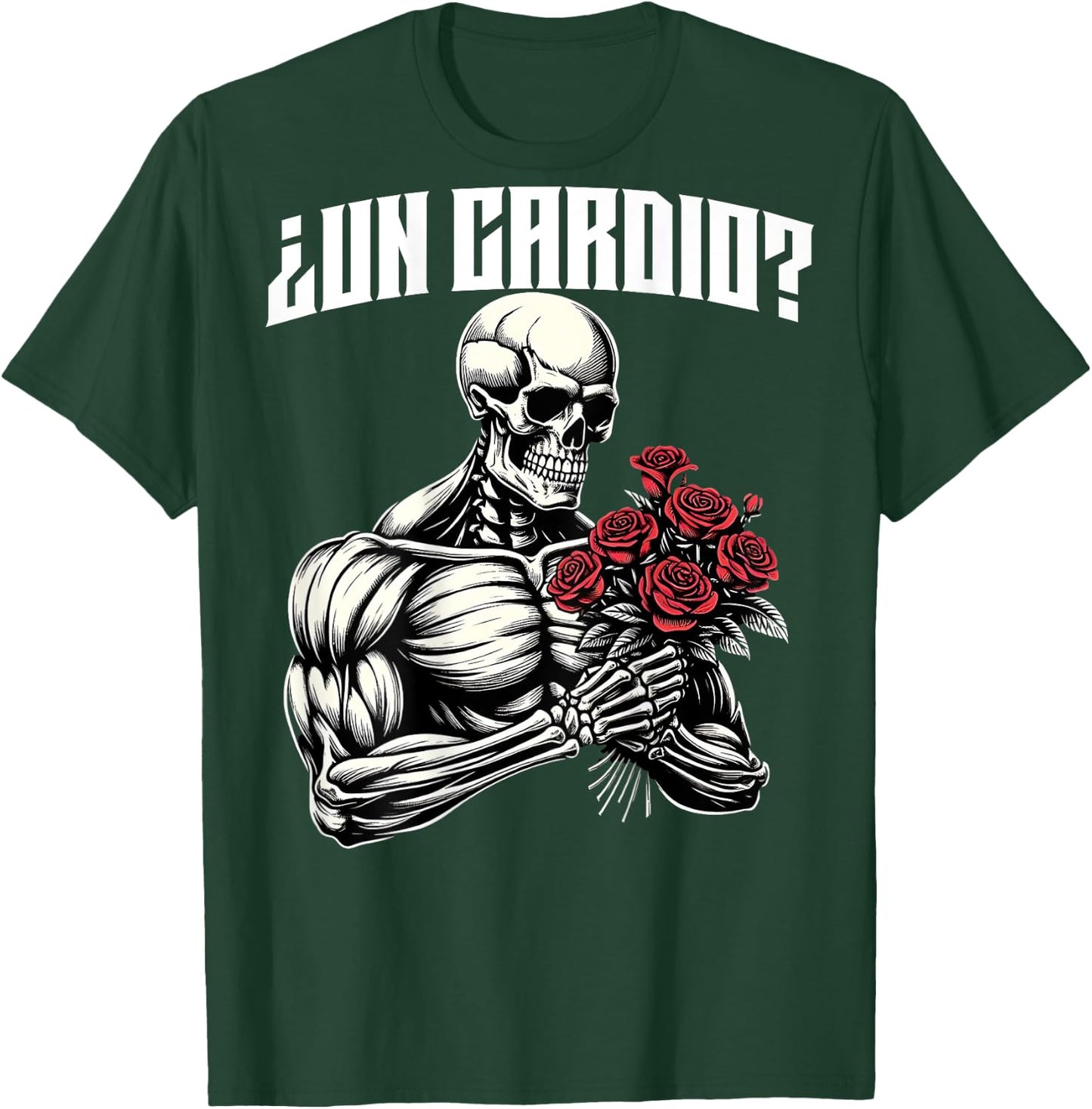 Un cardio? Espalda. Calaca con flores rosas, calacas gym T-Shirt - T-Shirt | Forest