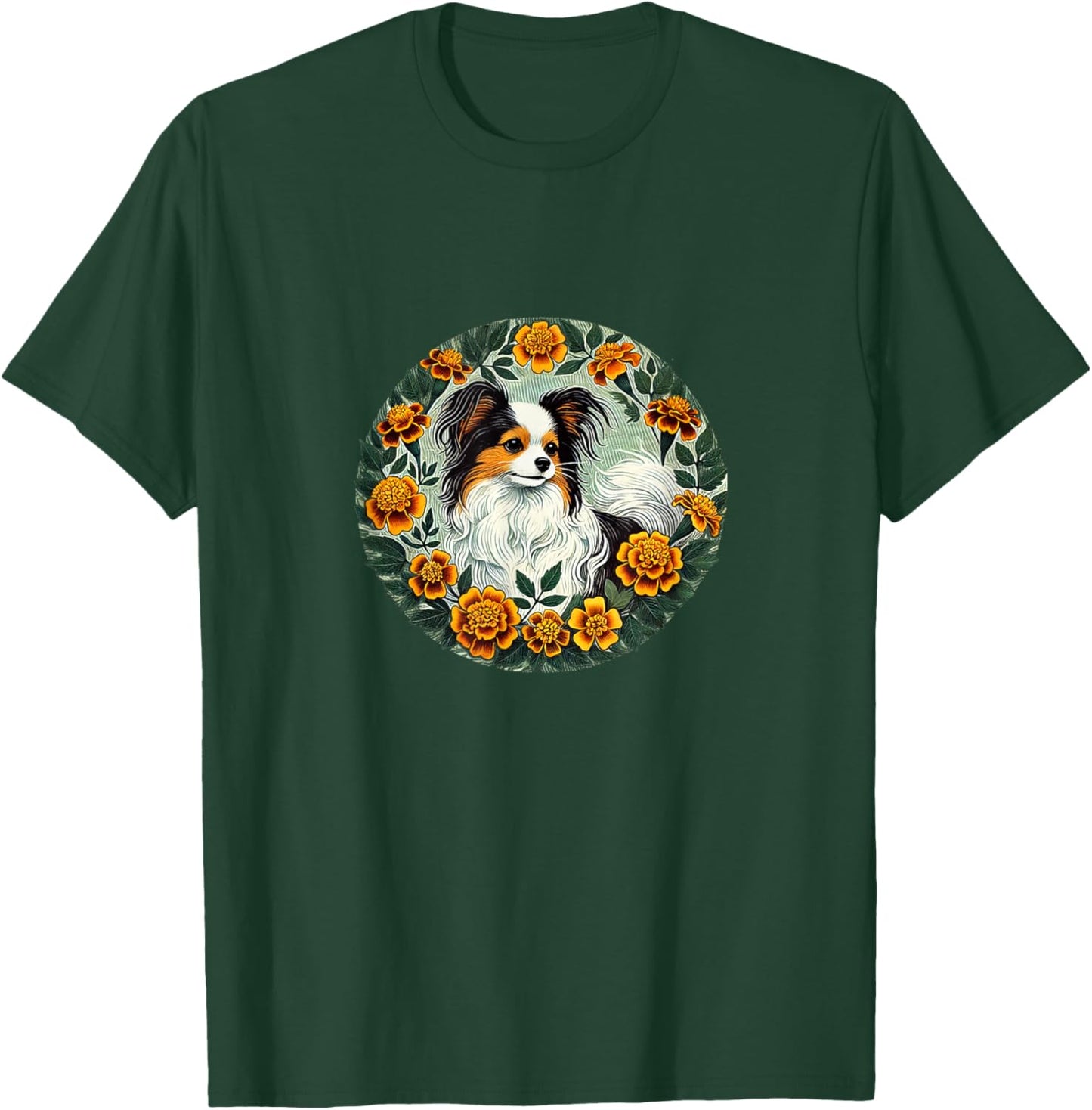 Papillon dog Breed Illustration T-Shirt - T-Shirt | Forest