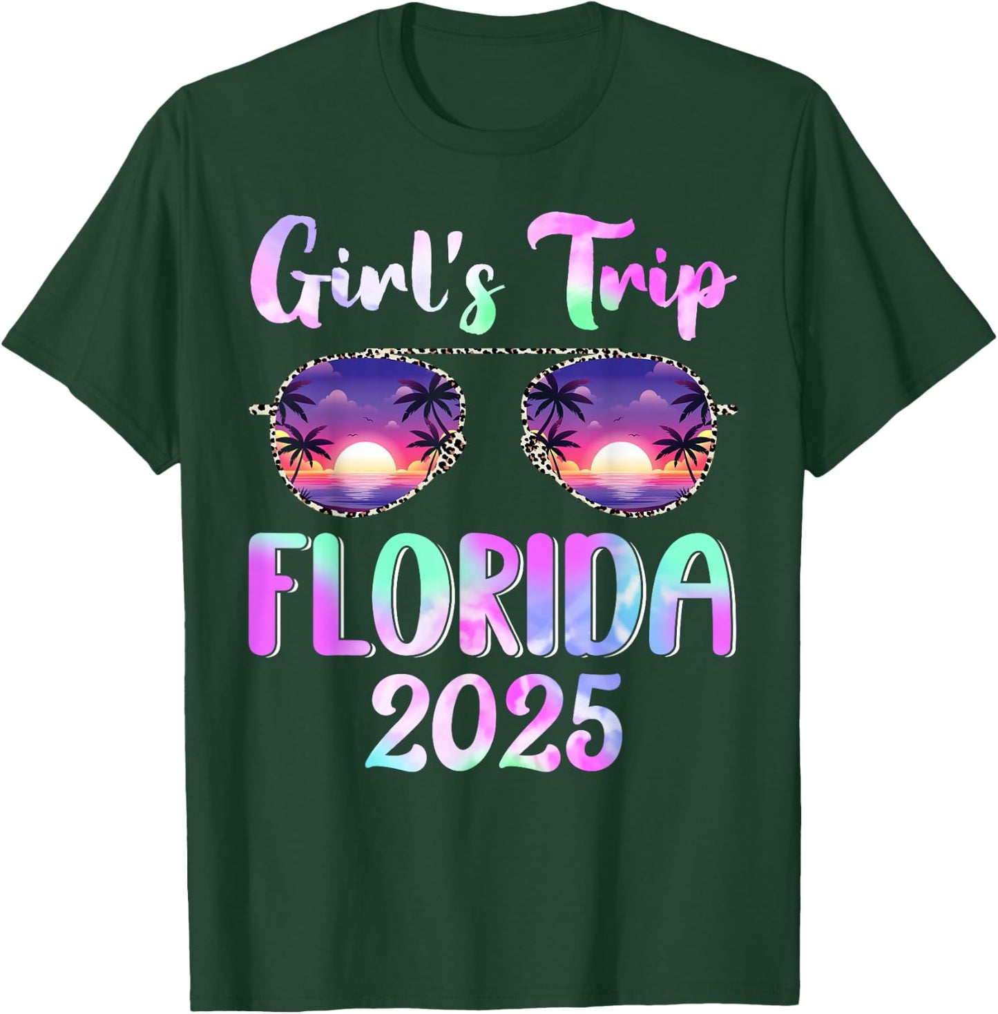 Girl's Trip Florida 2025 Summer Beach Weekend Vacation T-Shirt - T-Shirt | Forest