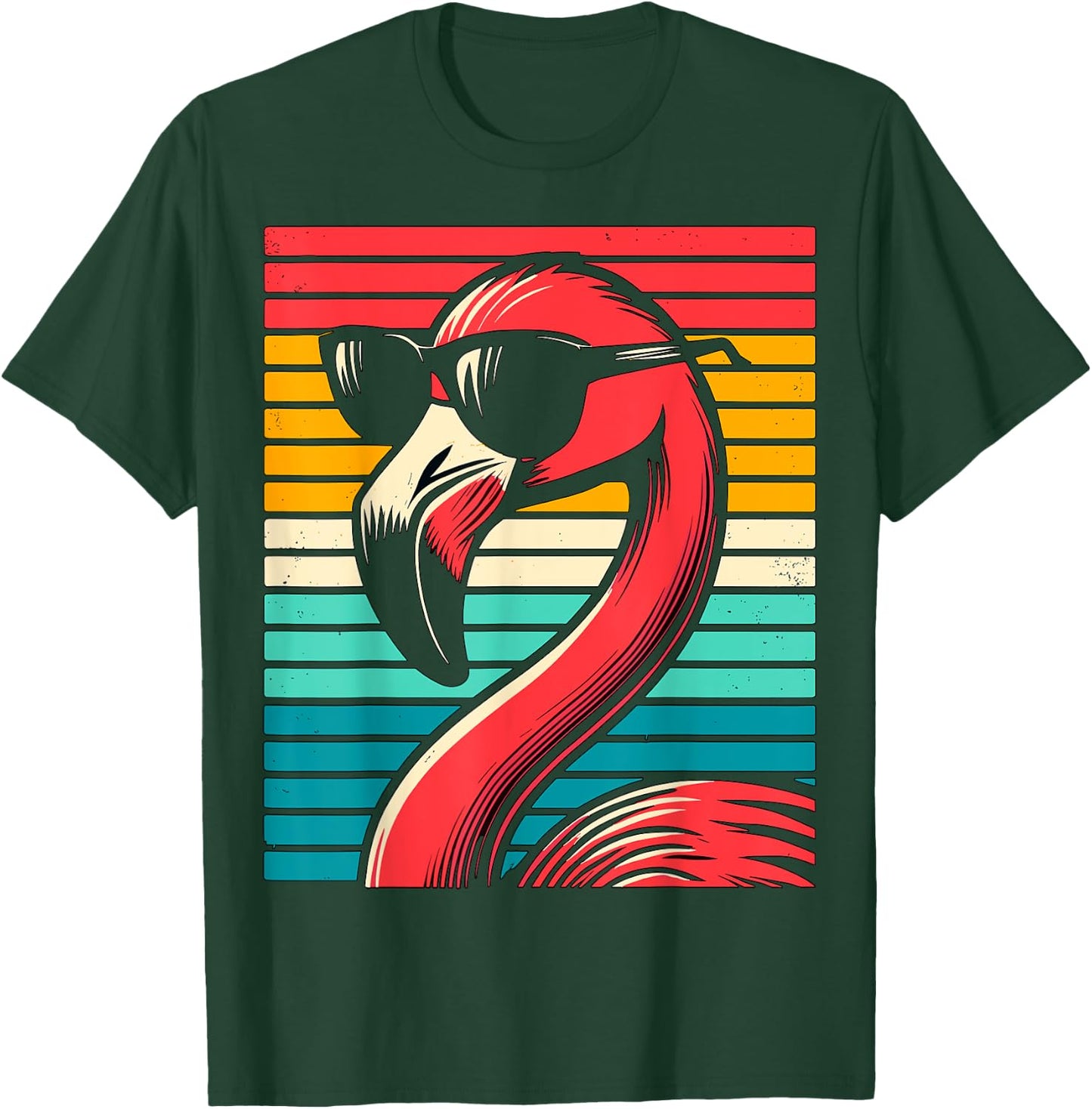 cool Flamingo with Sunglasses 70s 80s 90s Party Retro T-Shirt - T-Shirt | Forest