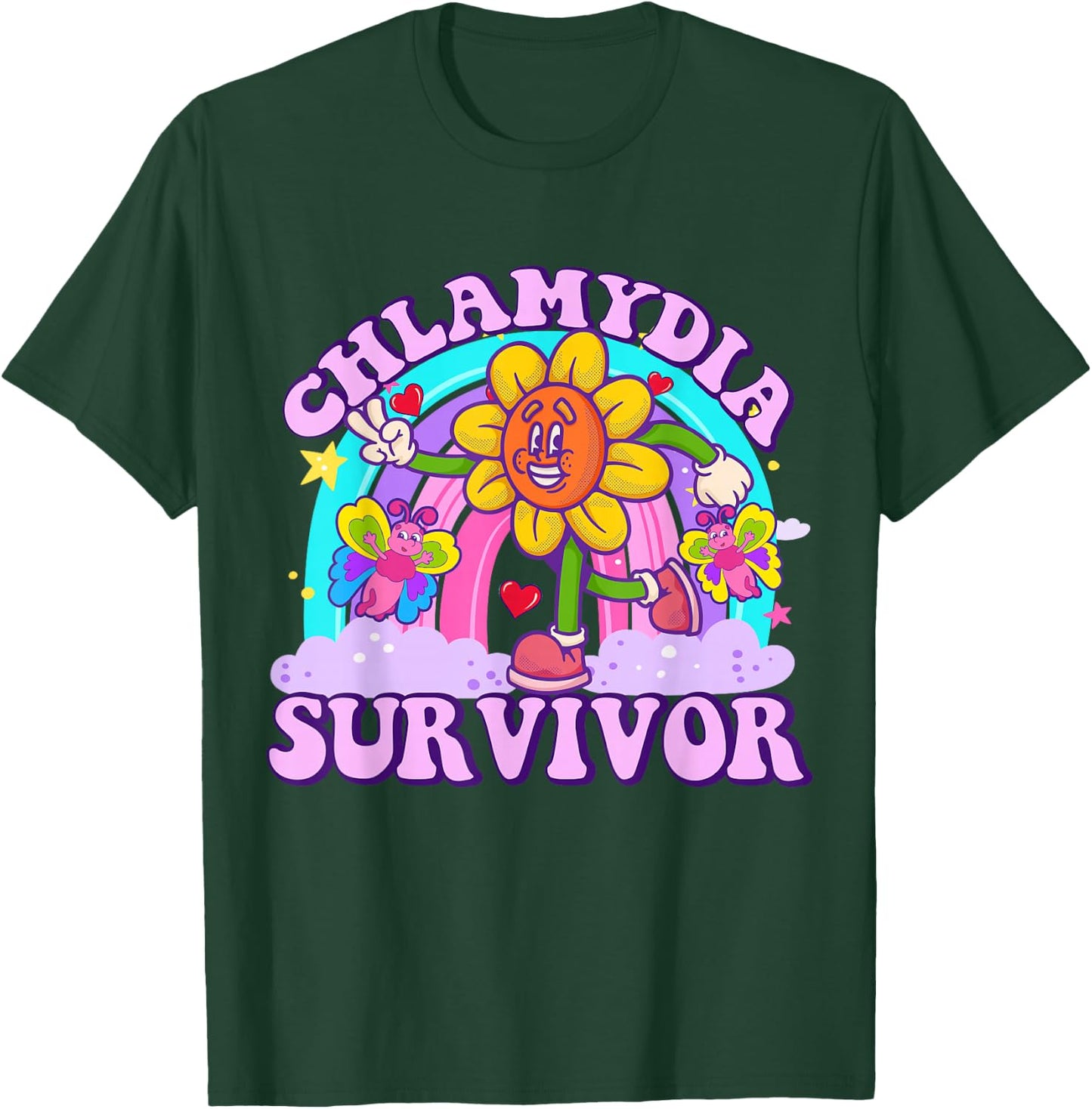 Chlamydia Survivor Funny Sarcastic Ironic Y2K Inappropriate T-Shirt - T-Shirt | Forest