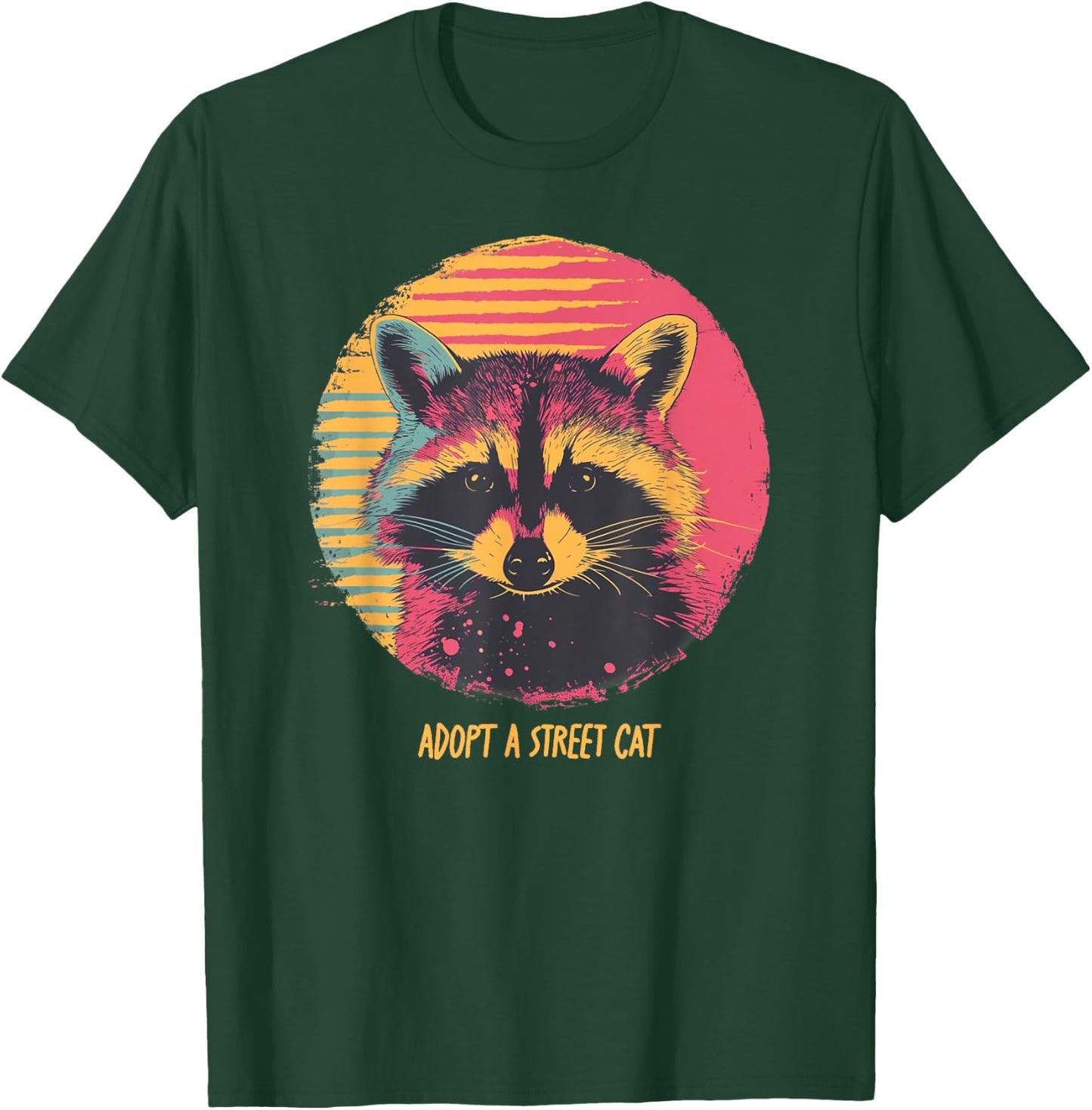 Adopt a Street Cat Raccoon Vintage Trash Panda Funny Graphic T-Shirt - T-Shirt | Forest