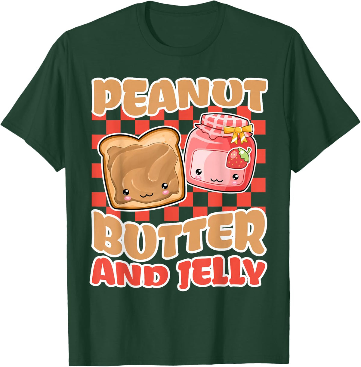 Kawaii Peanut Butter Jelly Strawberry Retro Matching Couples T-Shirt - T-Shirt | Forest