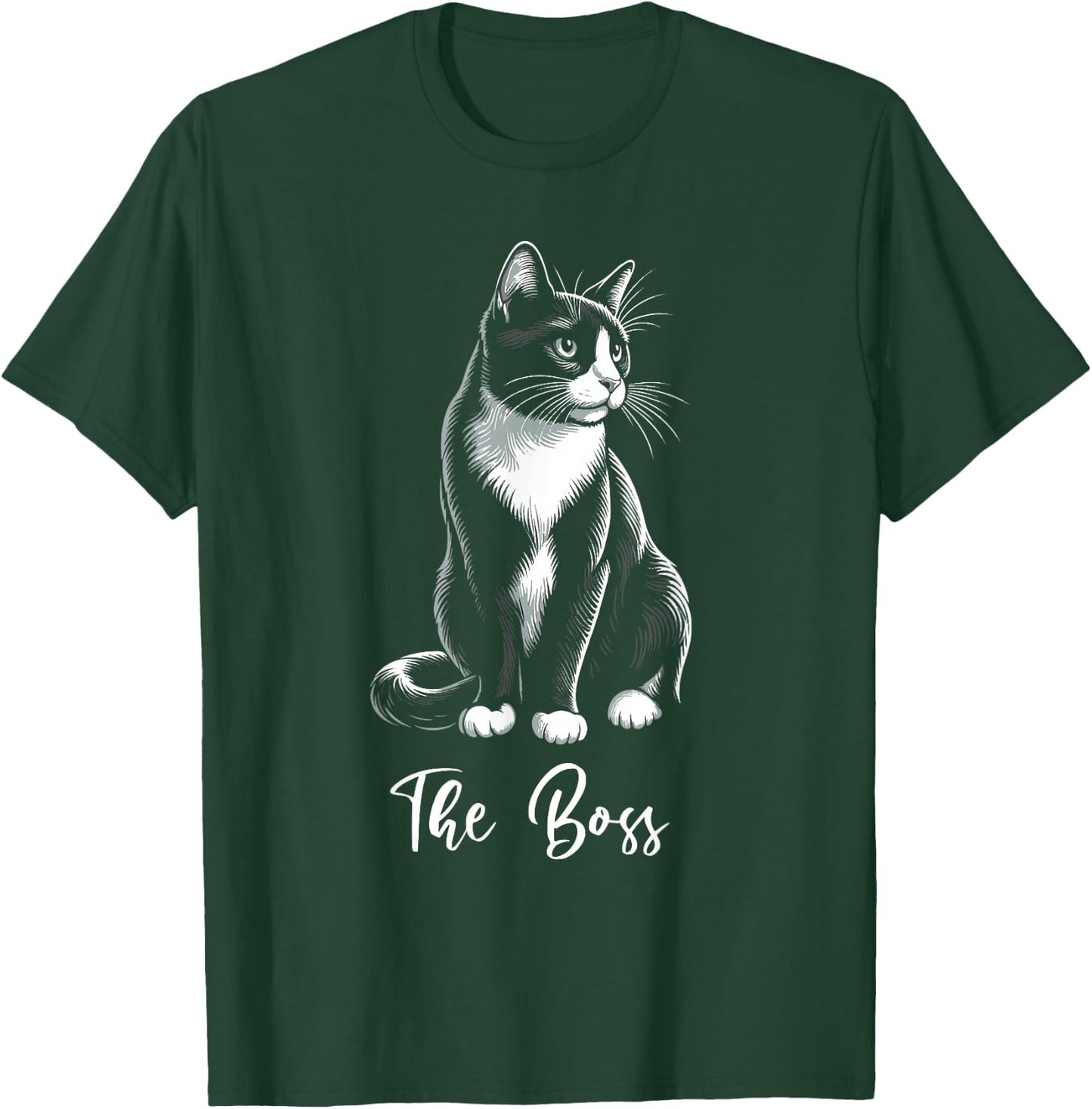 The Boss Tuxedo Cat Lover Kitten Tuxedo Cat Owner T-Shirt - T-Shirt | Forest