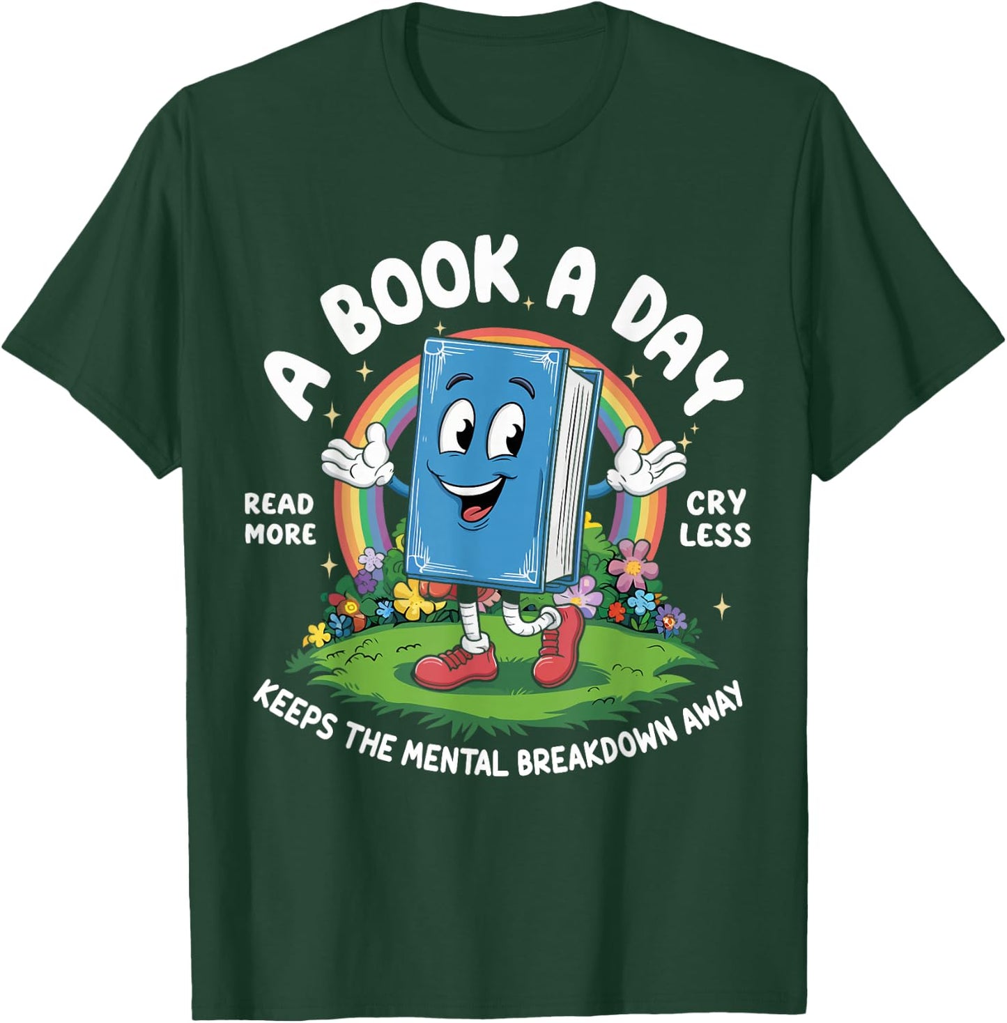 A Book A Day Keeps The Mental Breakdown Away Kids Retro T-Shirt - T-Shirt | Forest