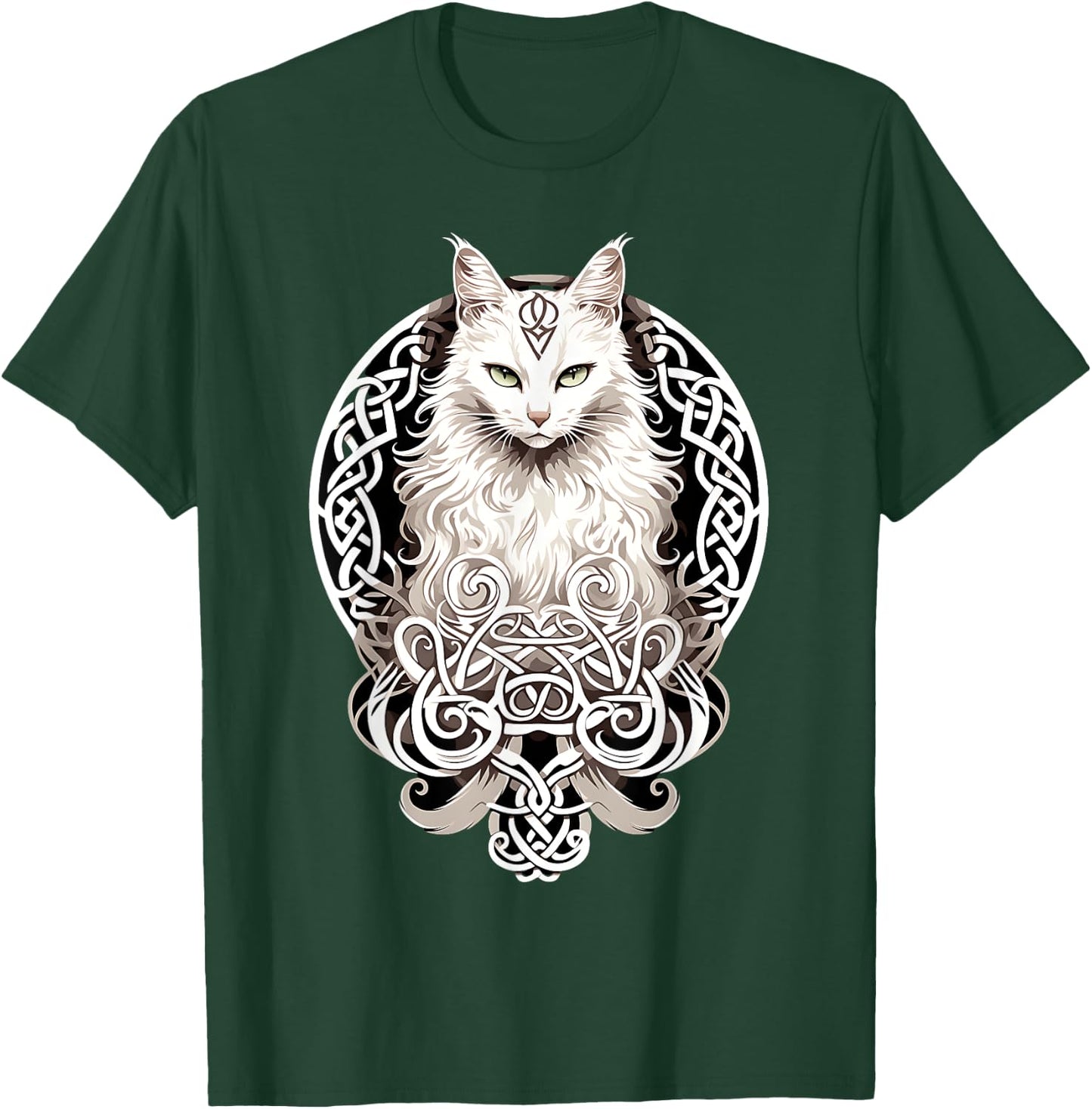 Celtic Cat Knots Wiccan Wicca Animal Pagan Witch Norse Men Women T-Shirt - T-Shirt | Forest
