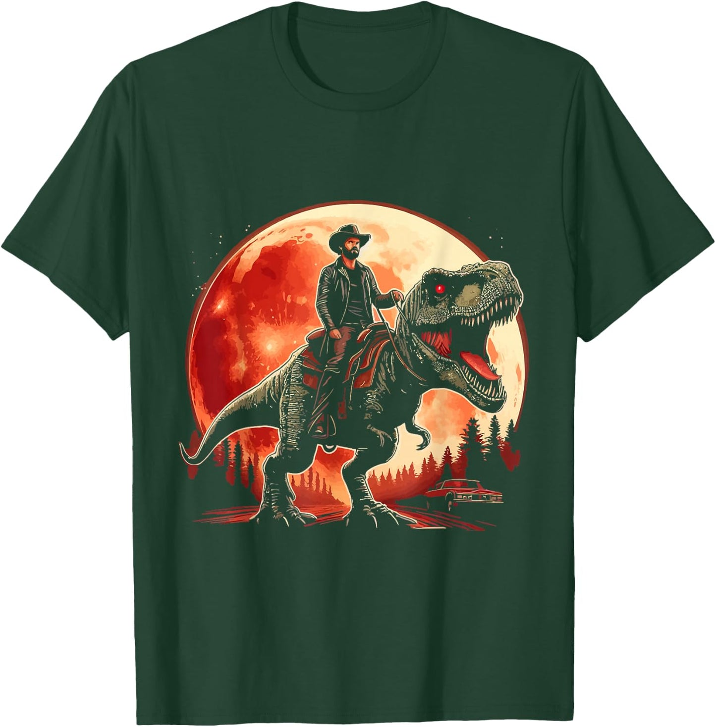 Cowboy Riding Dinosaur T Rex T-Shirt - T-Shirt | Forest