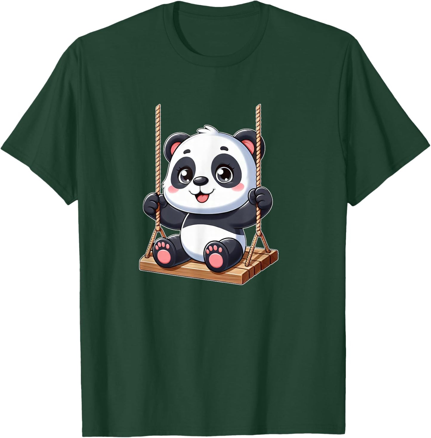 Cute Panda on Swing Playground Fun T-Shirt - T-Shirt | Forest