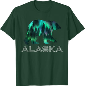 Alaskan Grizzly Bear Alaska Northern Lights Souvenir T-Shirt - T-Shirt | Forest