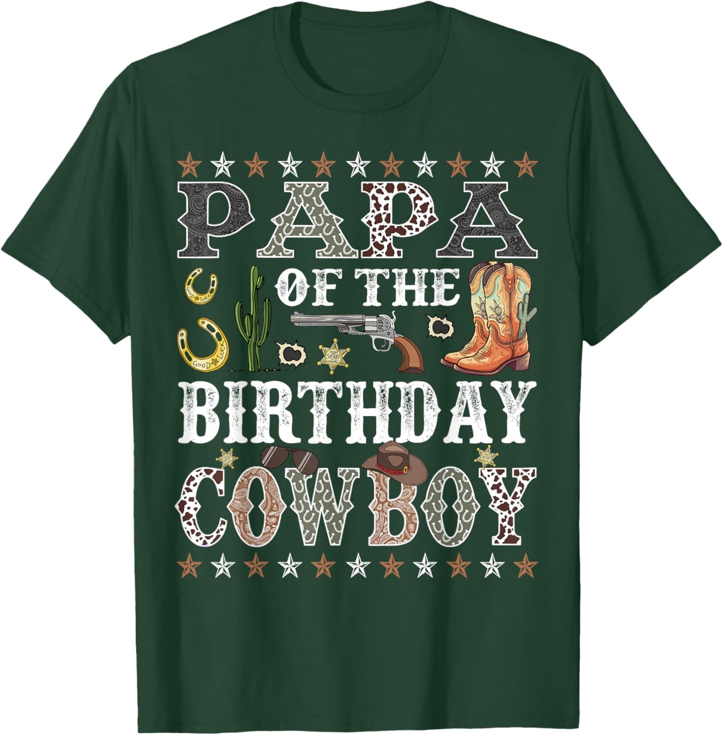 Papa Of The Birthday Cowboy Rodeo Papa T-Shirt - T-Shirt | Forest