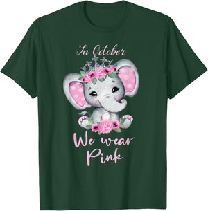 In october we wear pink elephant cute Breast Cancer 2025 T-Shirt - T-Shirt | Forest