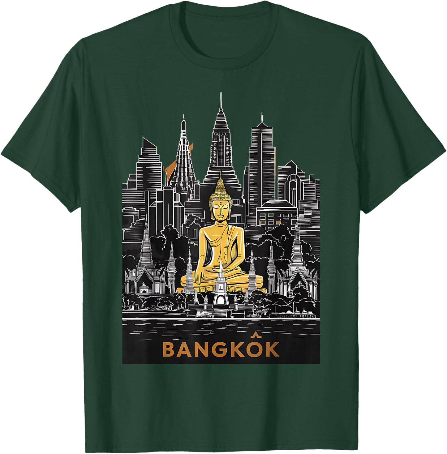 Signature Bangkok City Skyline Thailand Buddha Souvenir T-Shirt - T-Shirt | Forest
