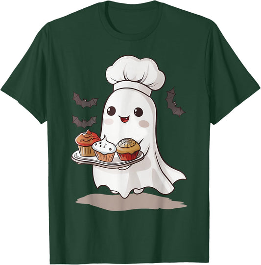 Cute Ghost Chef Baker Halloween Spooky Baking Costume T-Shirt - T-Shirt | Forest