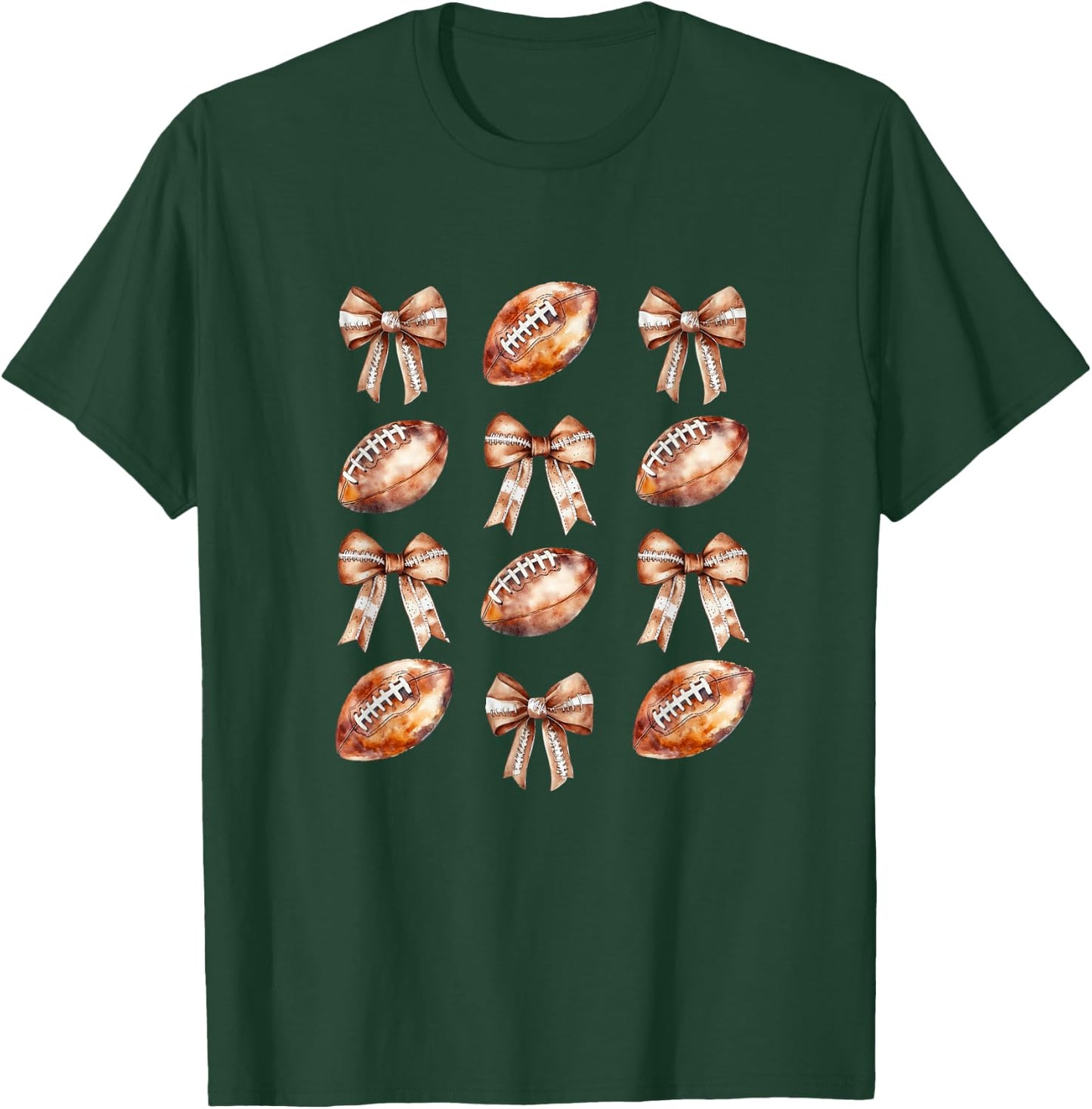 Cheerleader Football Mom Coquette Bow Game Day Women Girls T-Shirt - T-Shirt | Forest