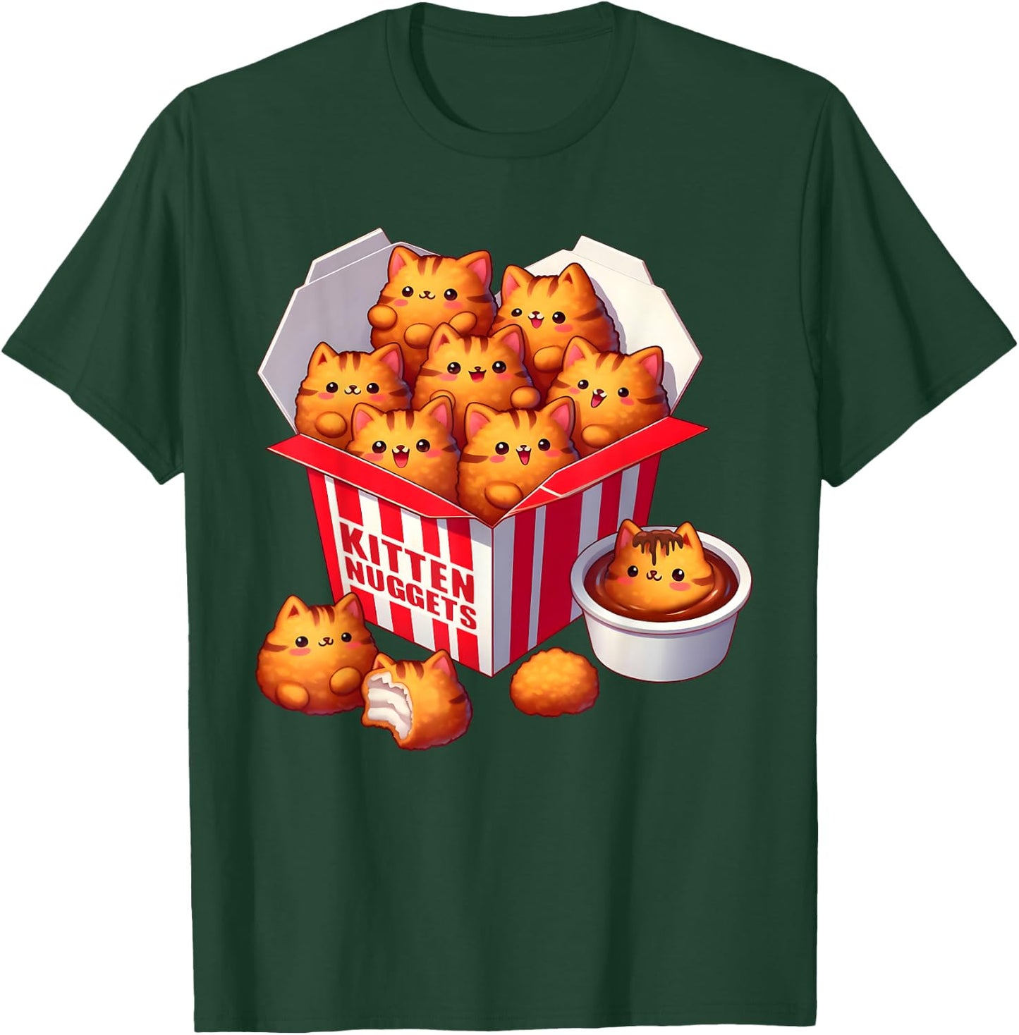 Kitten Nuggets Funny Cats and Chicken Nuggets Lover T-Shirt - T-Shirt | Forest