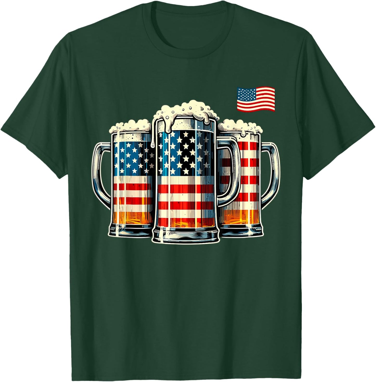 Beer American Flag T-Shirt - T-Shirt | Forest