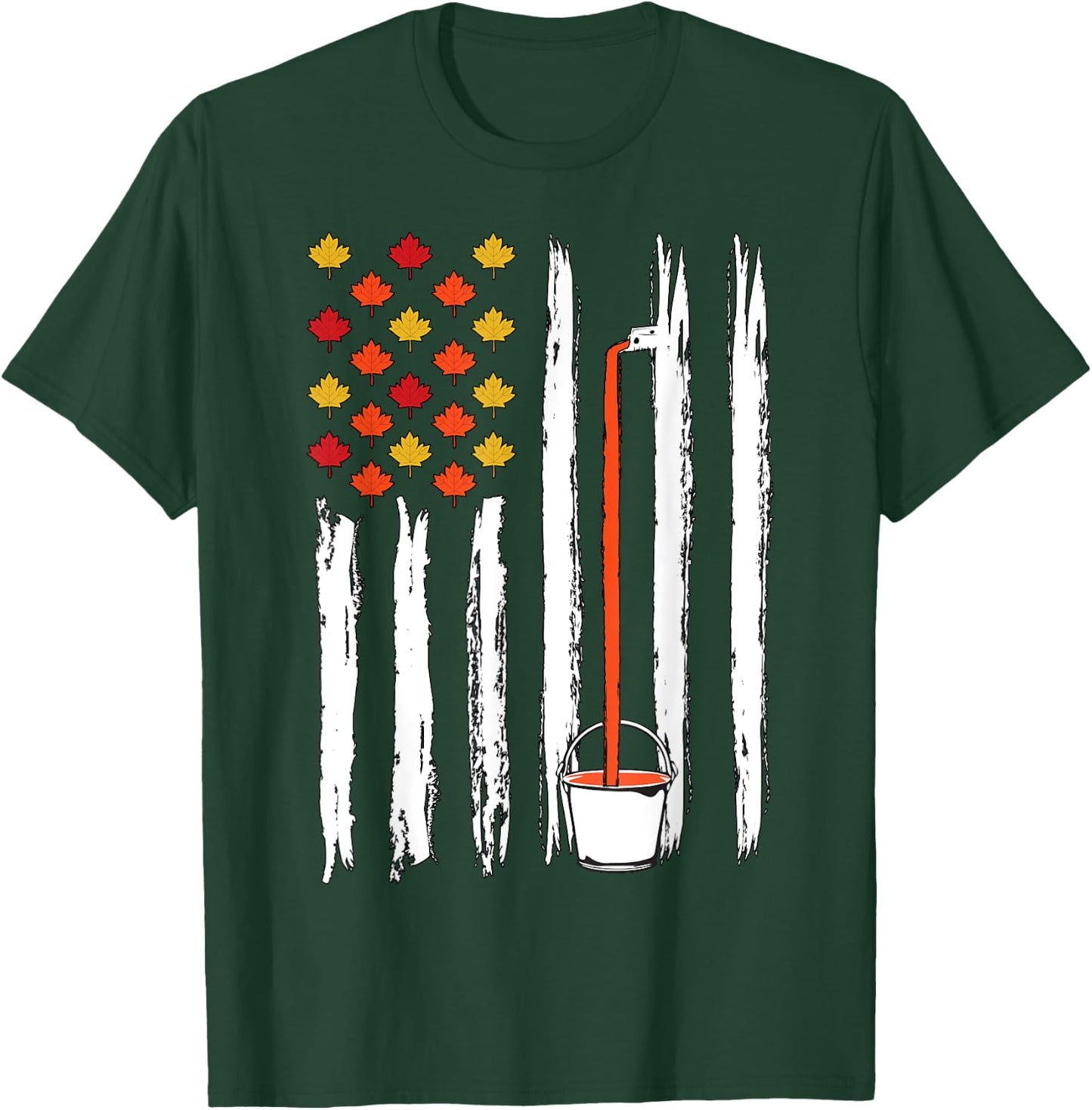 Maple Tapping Flag Sugaring National Maple Syrup Day T-Shirt - T-Shirt | Forest