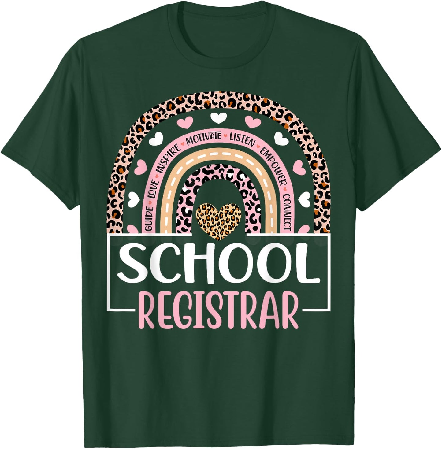 Funny School Registrar Rainbow Leopard Print Registrar T-Shirt - T-Shirt | Forest