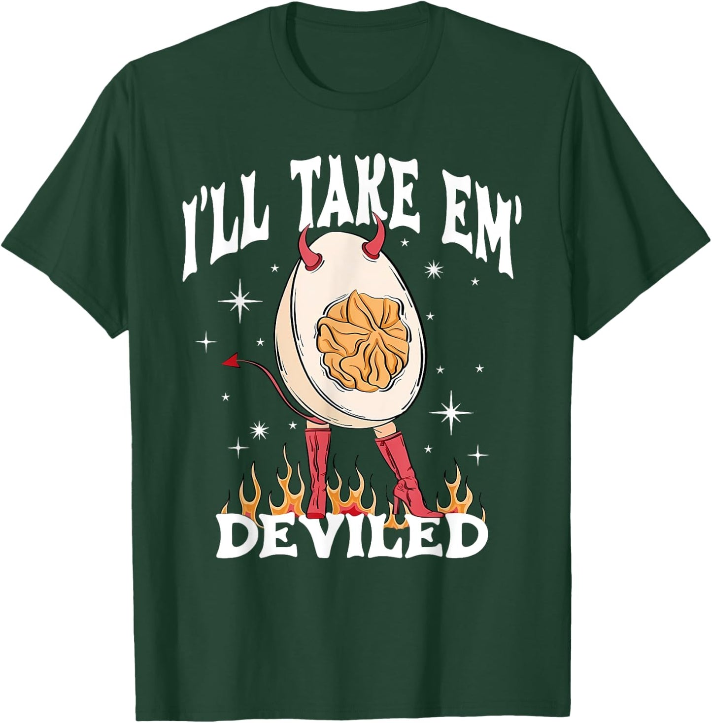 I'll Take Em' Deviled Eggs Retro Halloween - -Adults, Black, Small, Short Sleeve T-Shirt - T-Shirt | Forest