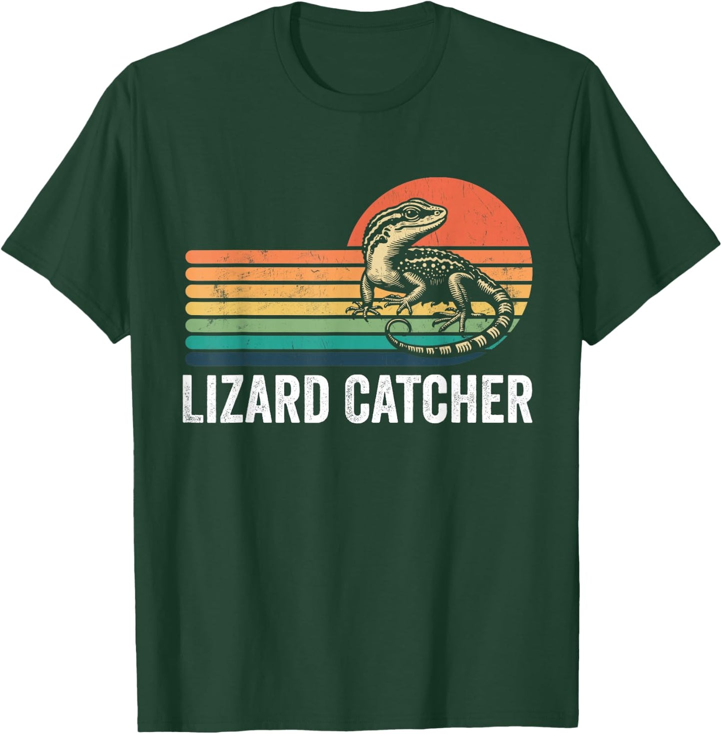 Professional Lizard Catcher Funny Retro Gecko Lizard Hunter T-Shirt - T-Shirt | Forest